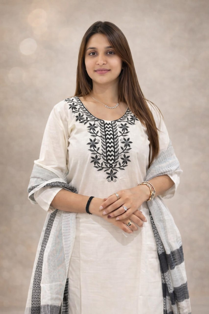 Elegant Straight Kurti Pant Dupatta Set