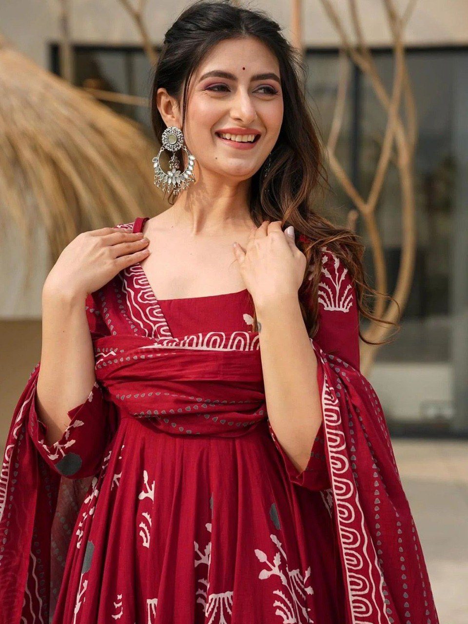 Maroon Majesty Printed Suit Set