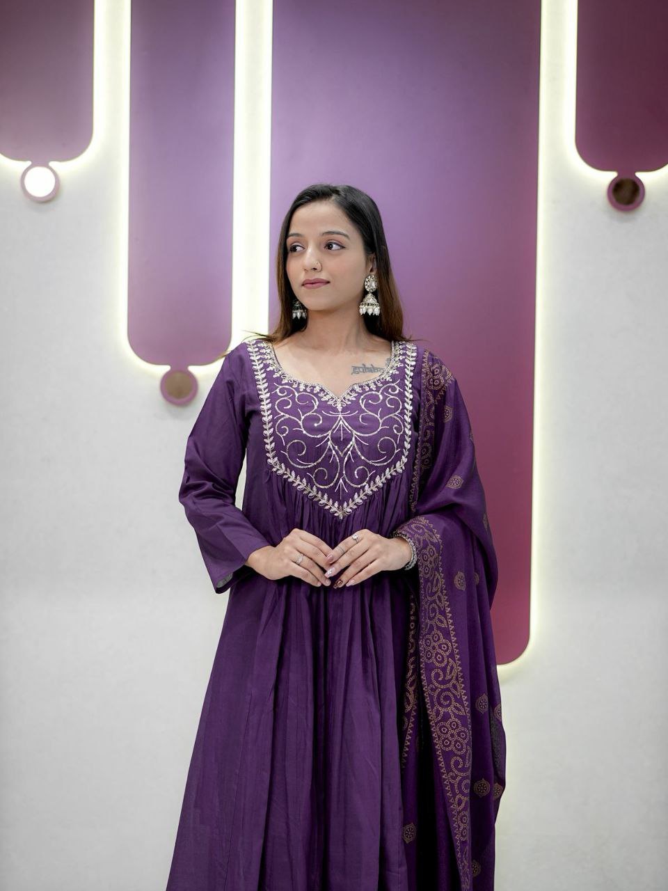 Chanderi Silk Kurti Set
