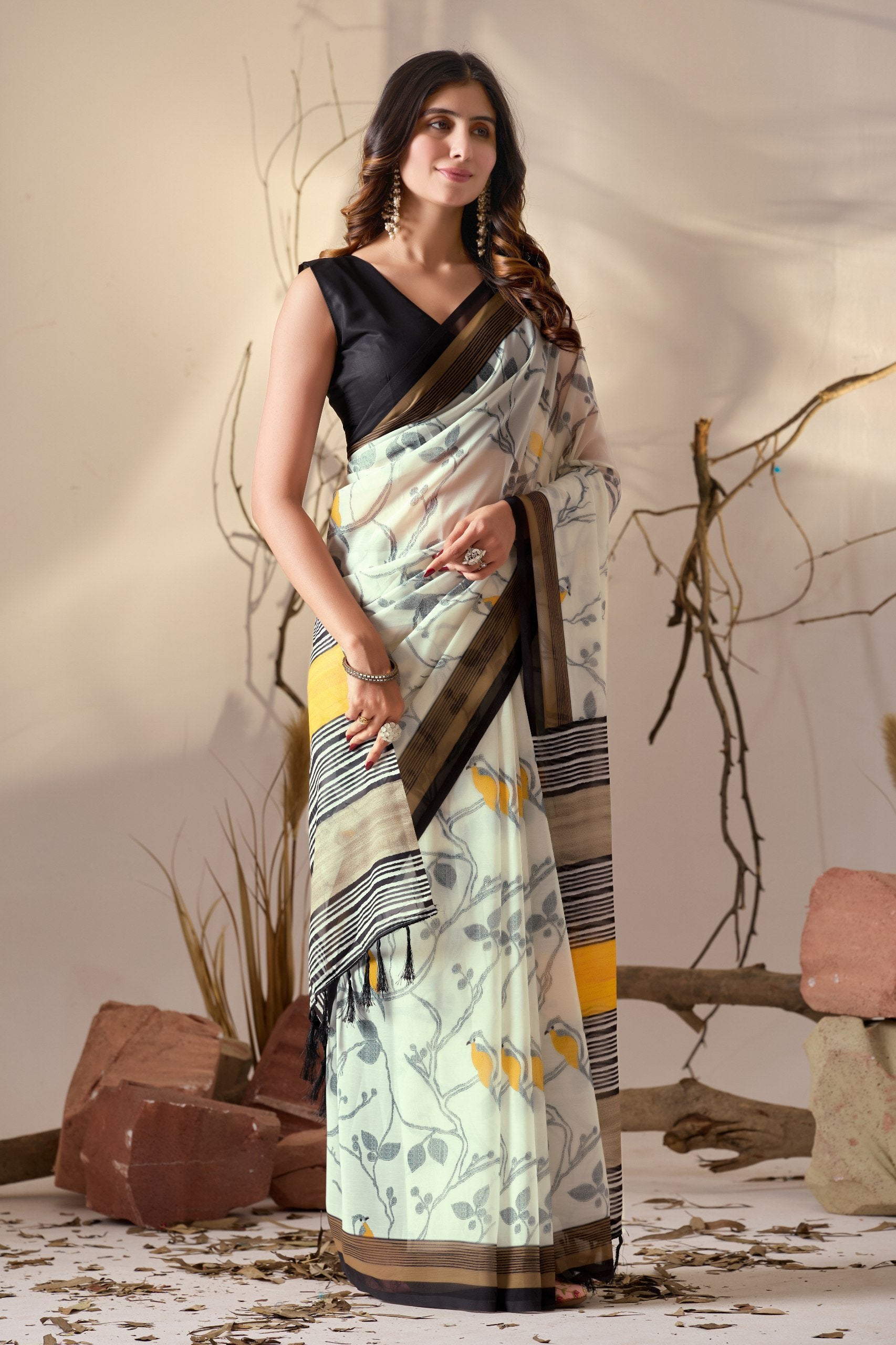 “Nature Muse Soft Georgette Digital Print Saree”