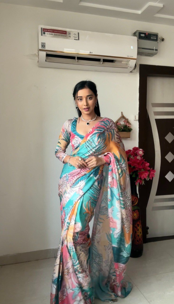 MultiMuse Printed Georgette Ready-to-Wear Saree