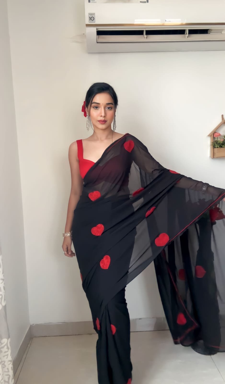 Black Royal Georgette Embroidered Saree