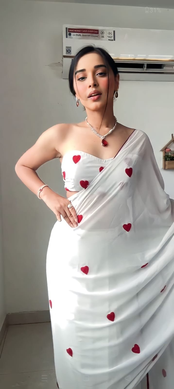 White Serenity Georgette Embroidered Saree