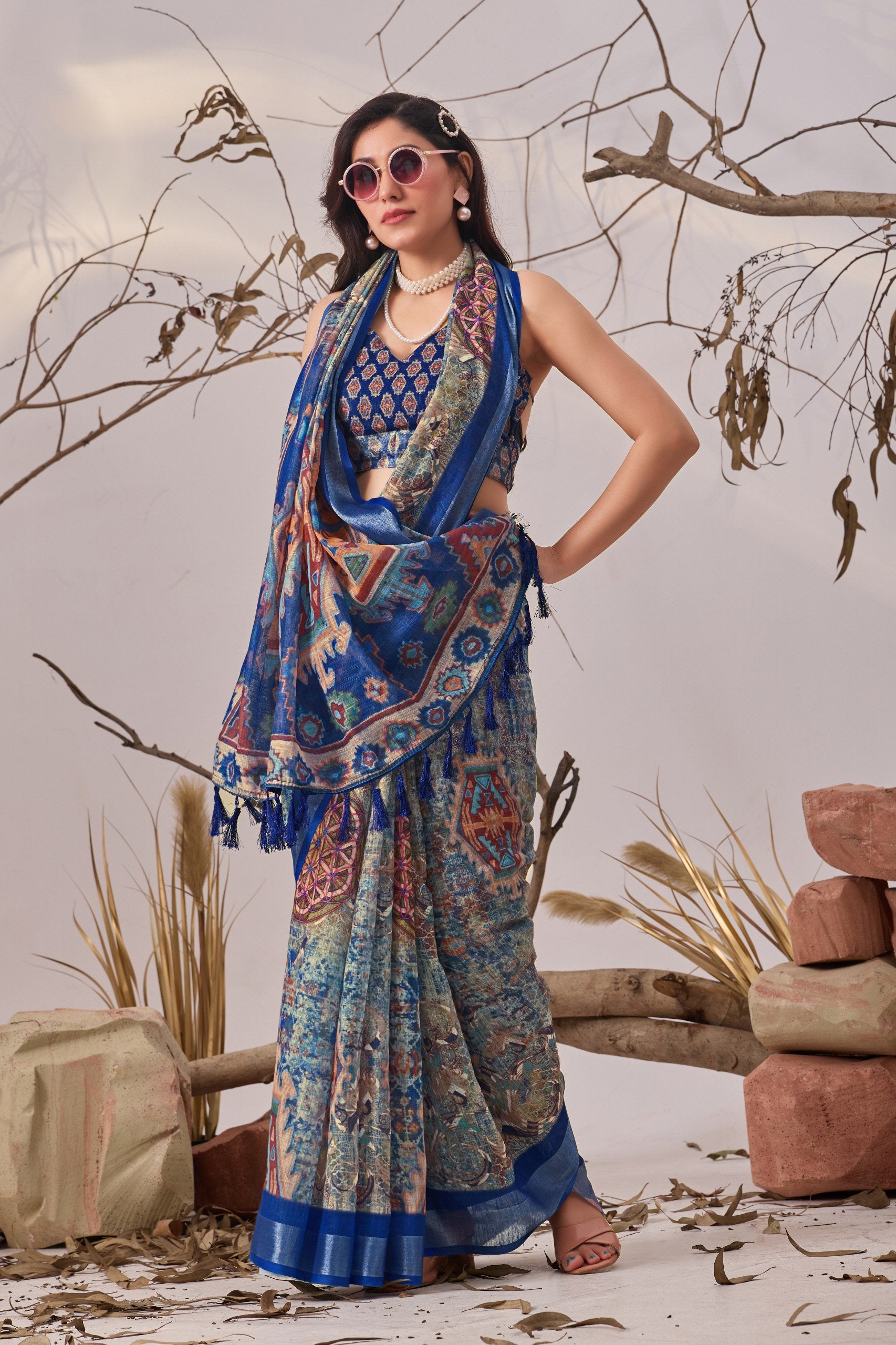 Exquisite Patola Elegance Linen Cotton Saree
