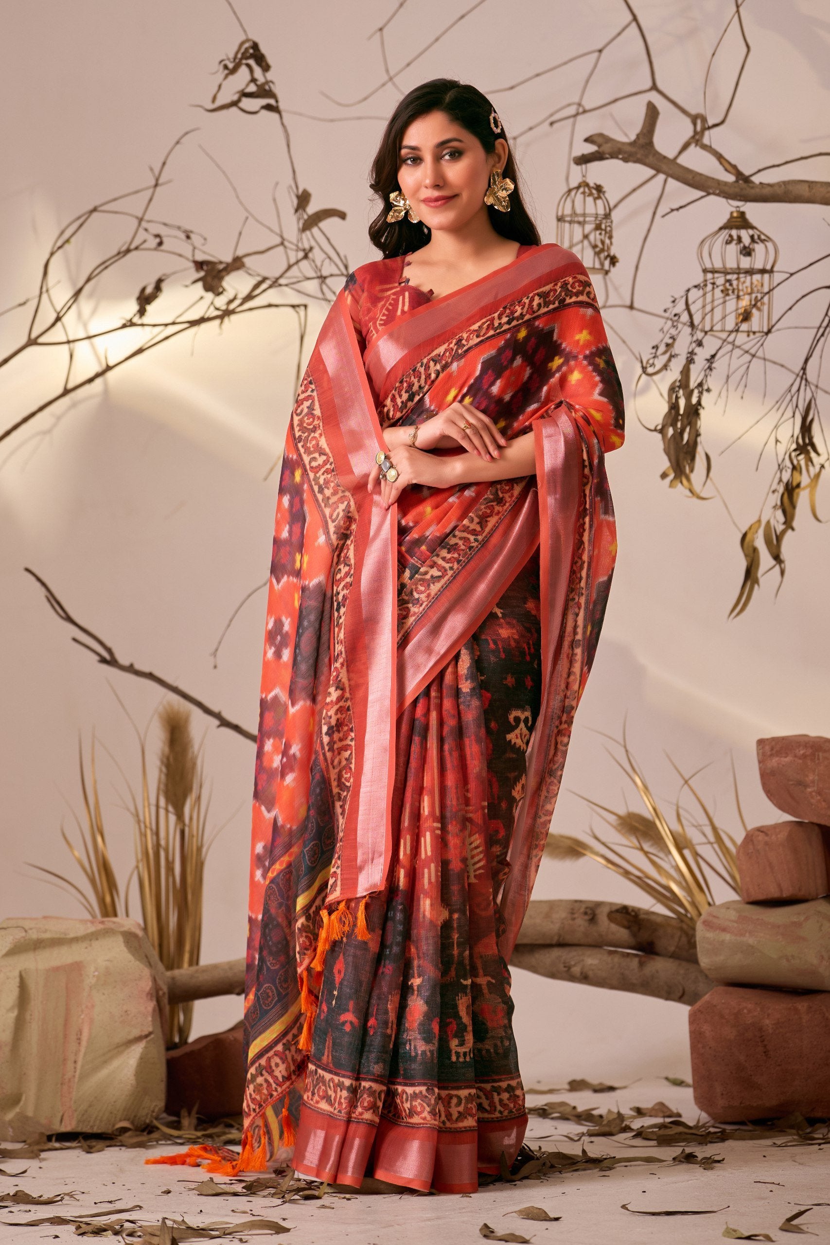 Premium Ikat Elegance in Linen Cotton