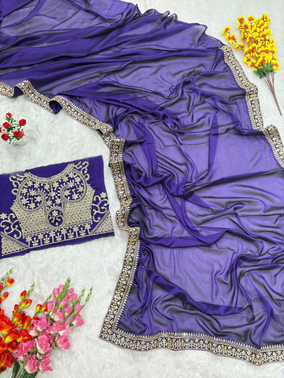 Premium Rangoli Silk Coding & Sequins Work Saree