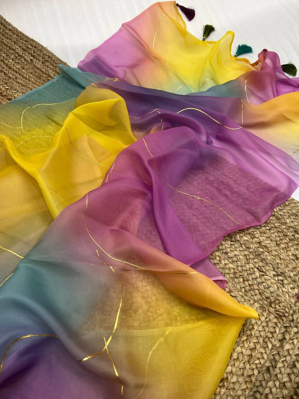 Soft Pure Organza Saree with Foil Print Work