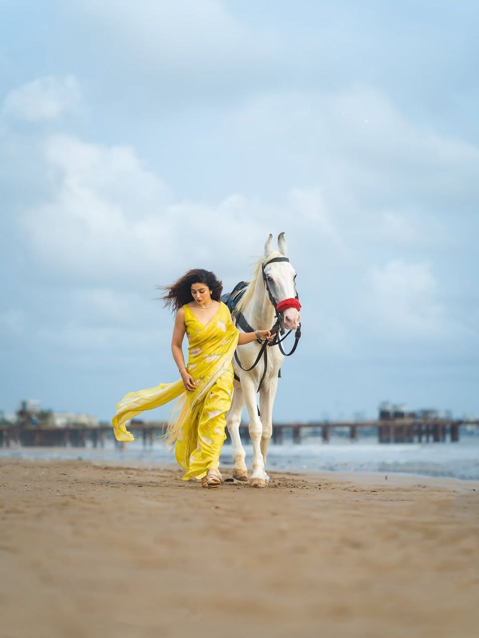 Yellow Floral Linen Cotton Saree