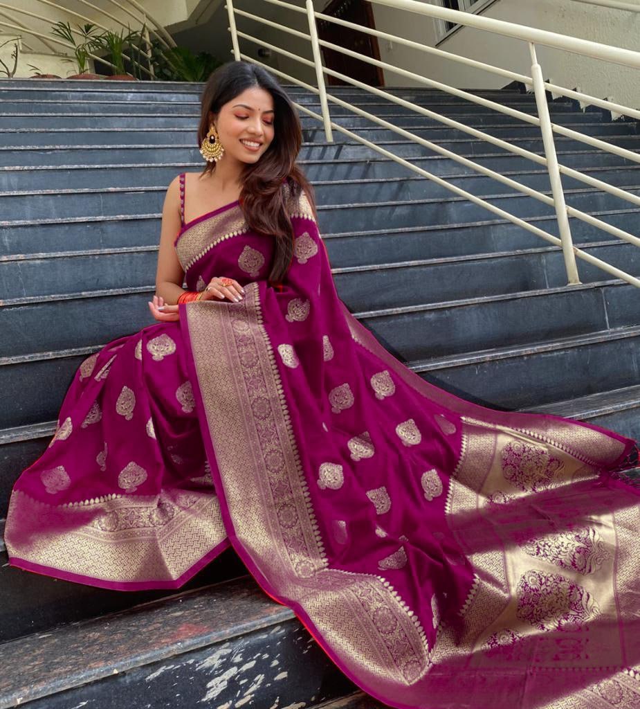 Banarasi Soft Silk Saree with Rich Zari & Jacquard Weave