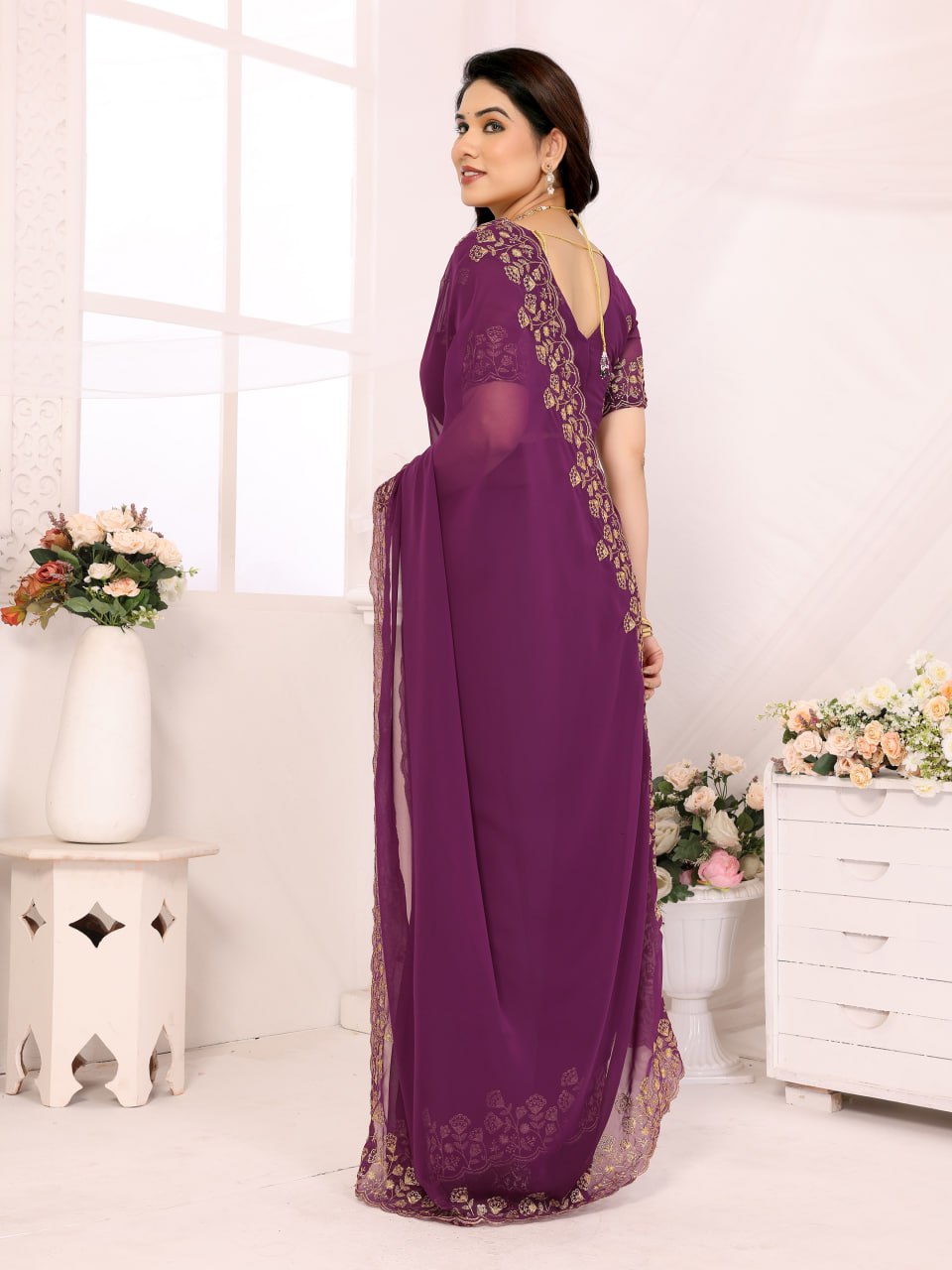 Elegant Georgette Saree with Matching Blouse