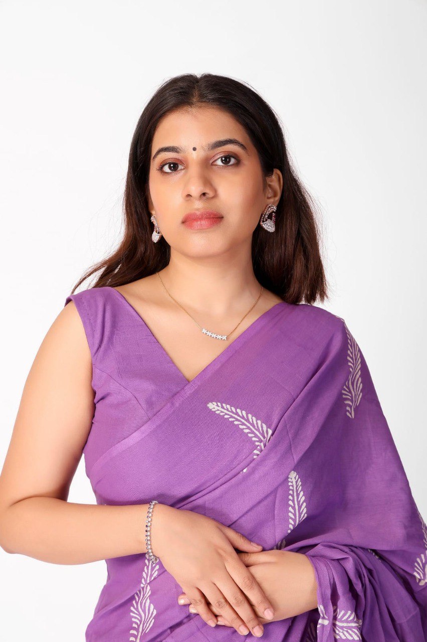 Ready to Wear Mul Cotton Printed Saree with Pocket | Silk Blouse Included