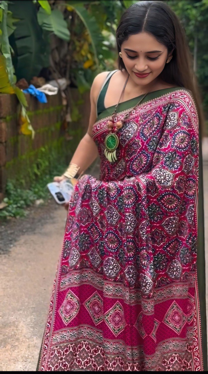 Ready to Wear Crepe Silk Printed Saree with Silk Blouse