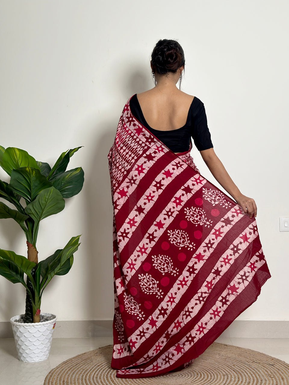 Ready To Wear Mul Cotton Printed Saree with Pocket