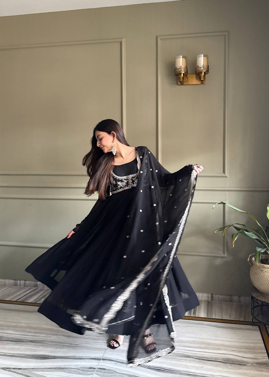 Designer Heavy Fox Georgette Anarkali Gown Set
