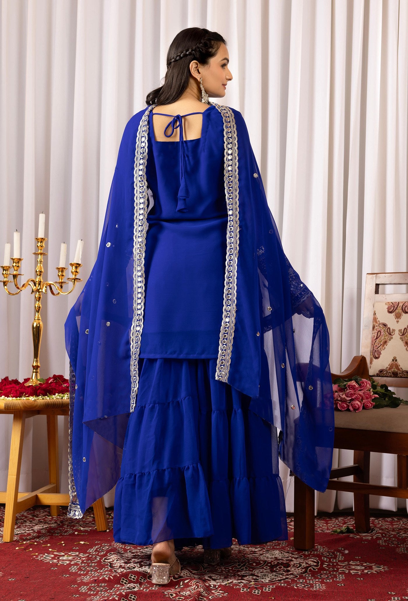 Women’s Georgette Kurta Sharara Dupatta Set