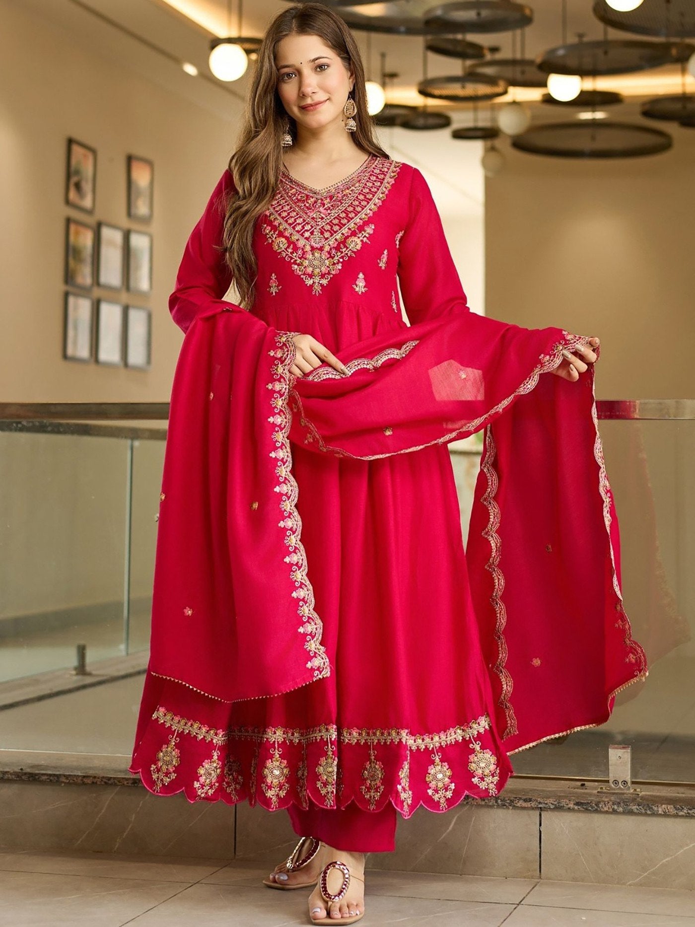 Women’s Vichitra Fabric Sharara Dupatta Set