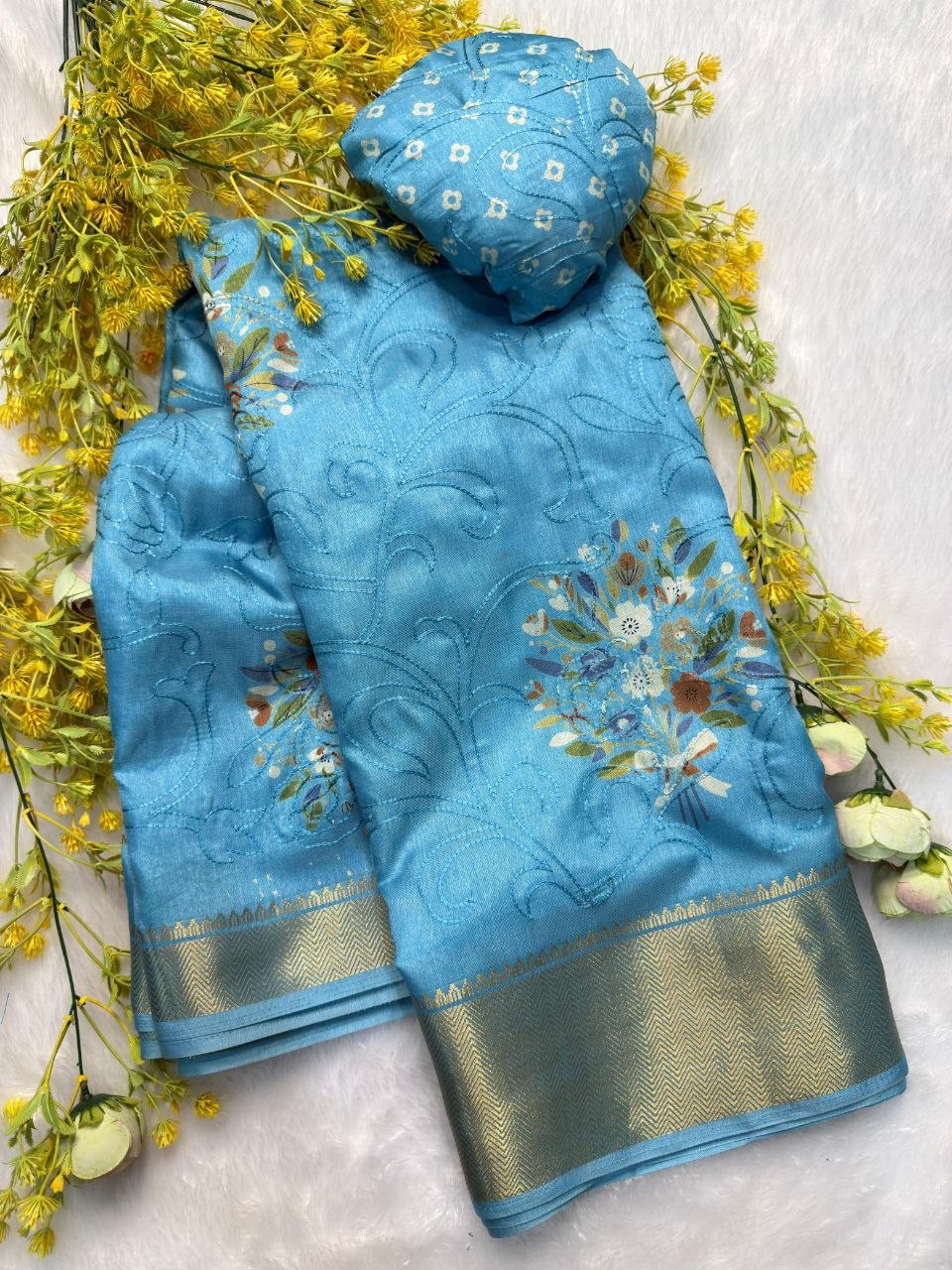 legant Embroidery Work Saree