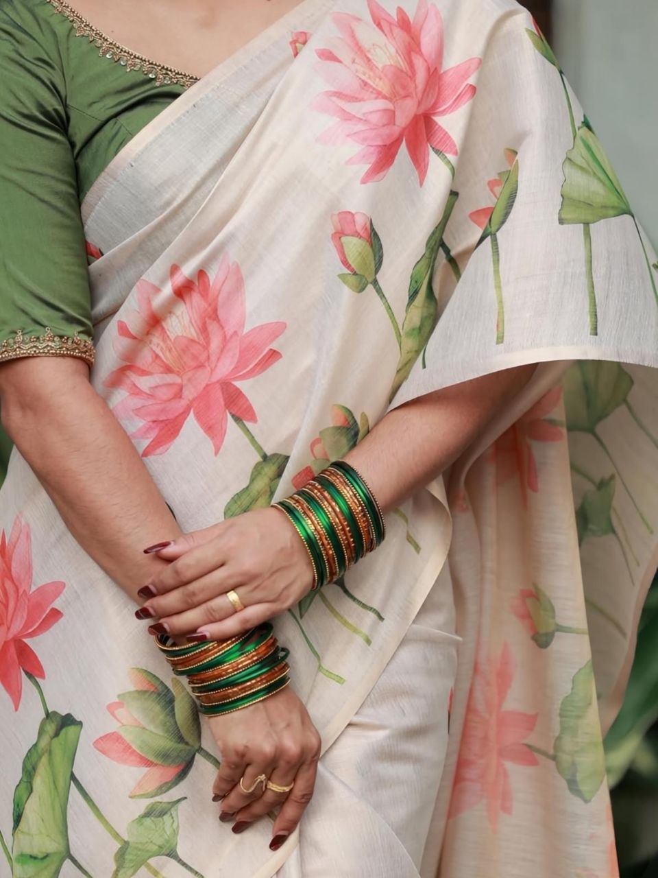Linen Tissue Silk Saree with Matching Blouse