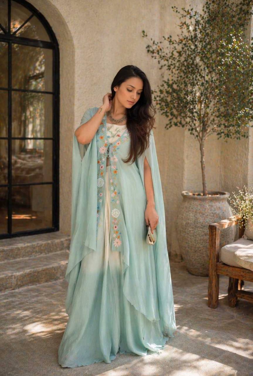 Super Trending Party Wear Shrug with Lehenga