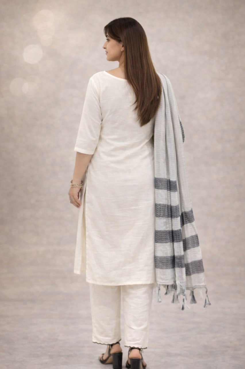 Elegant Straight Kurti Pant Dupatta Set