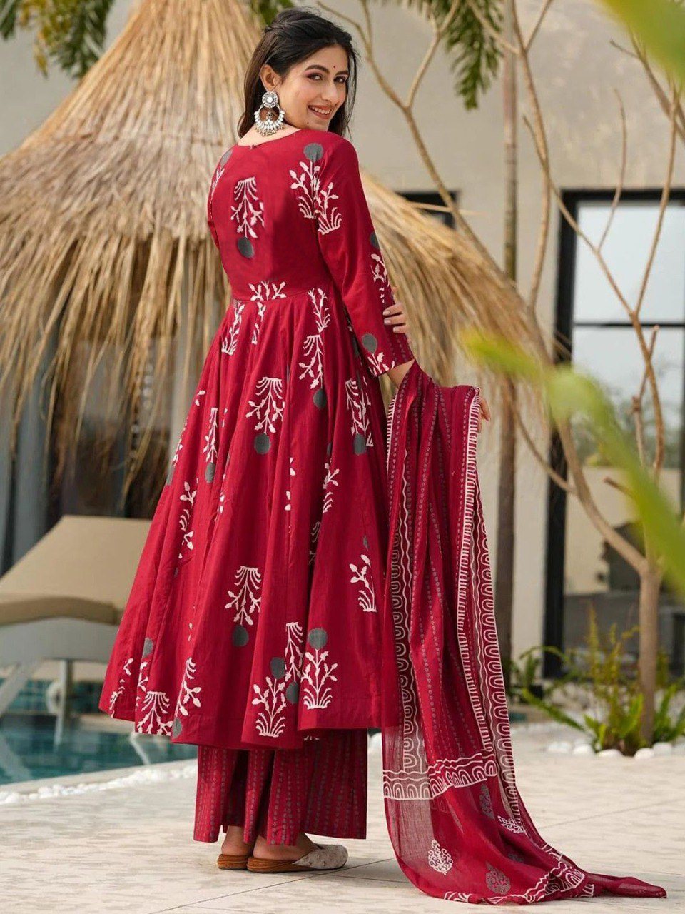 Maroon Majesty Printed Suit Set