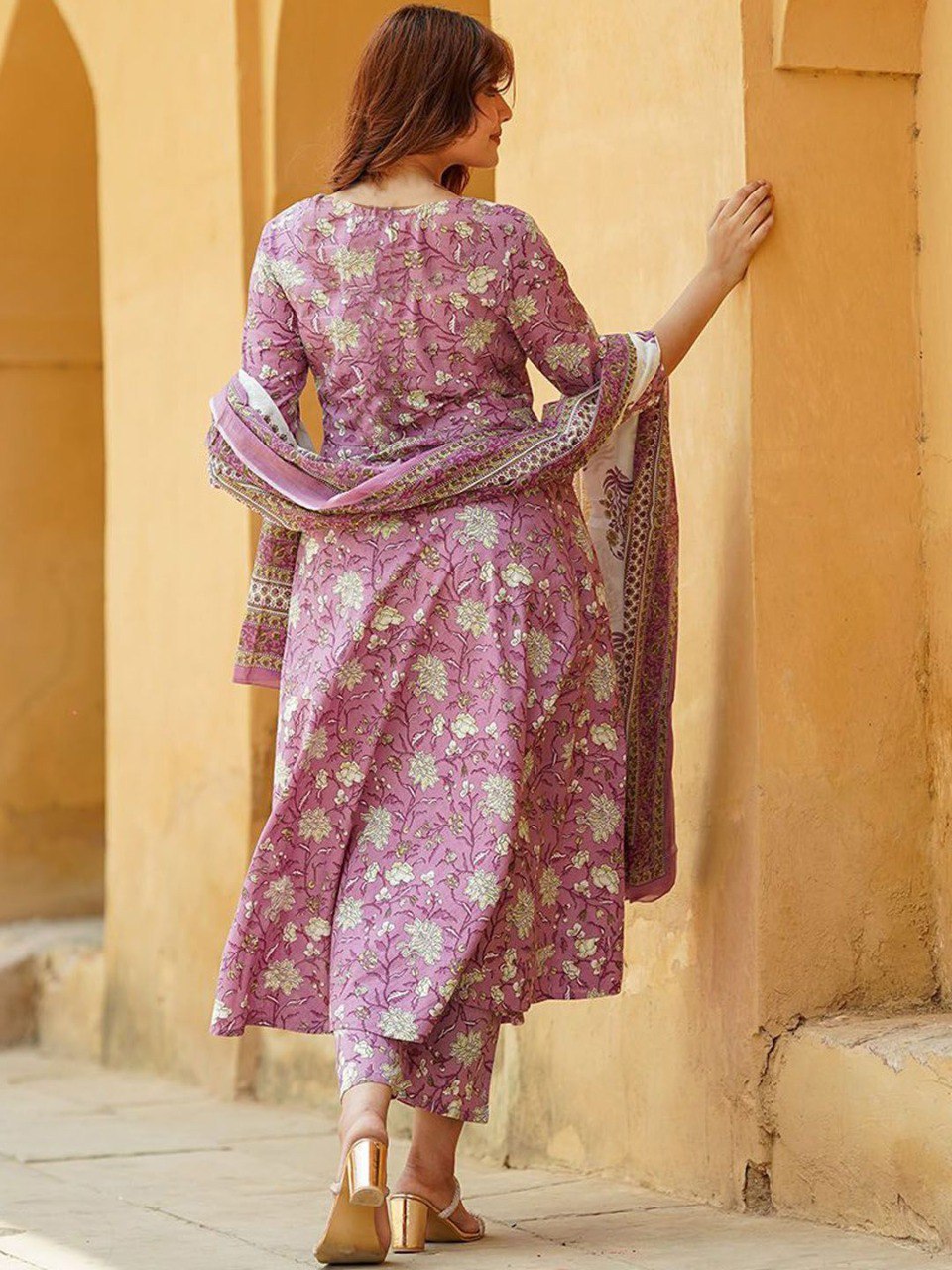 Royal Lavender Printed Rayon Ethnic Set