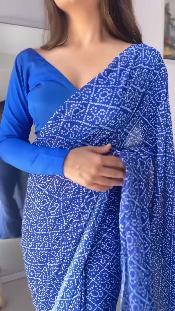 Ocean Mist Blue Georgette Ready-to-Wear Saree