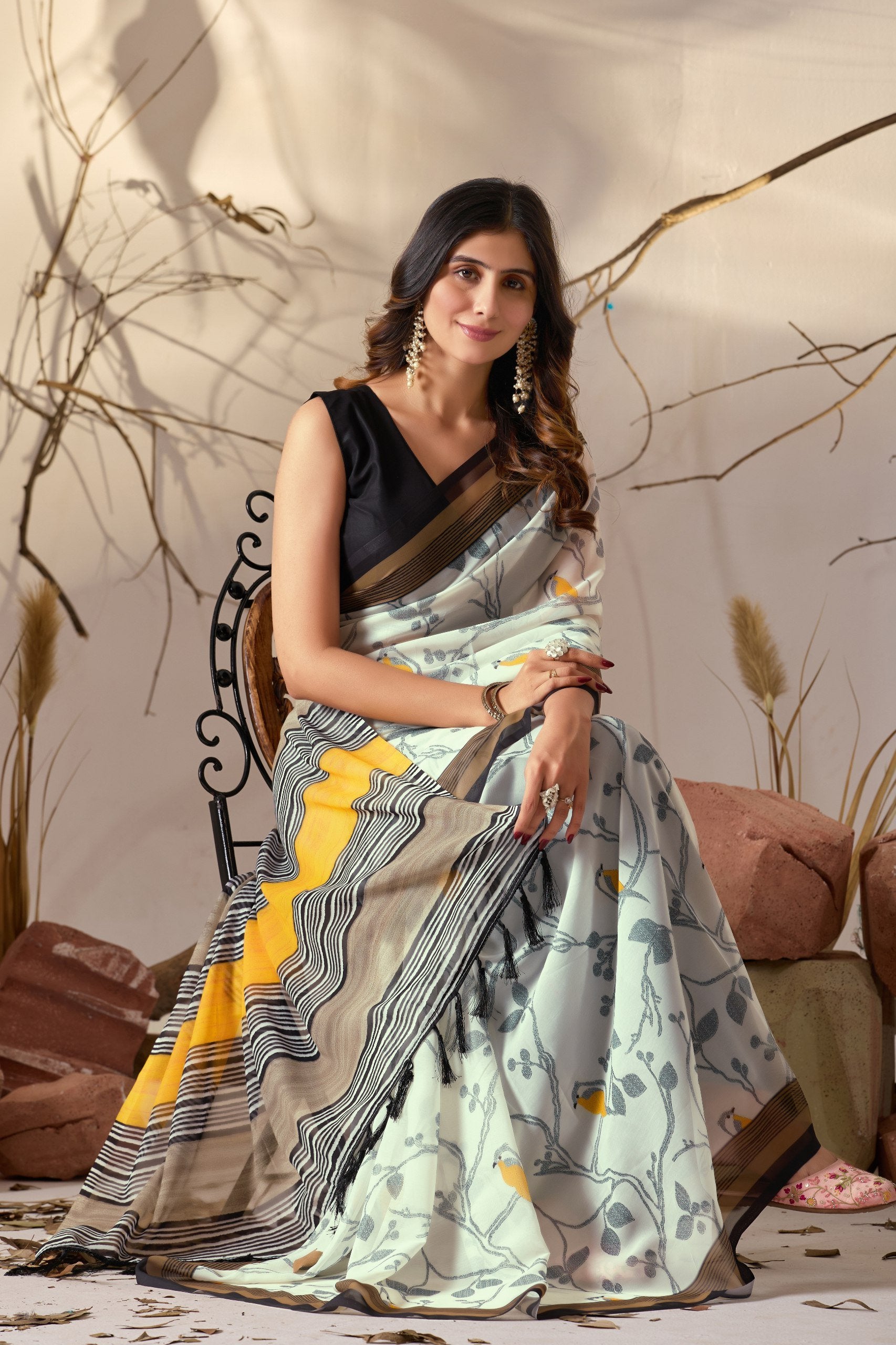 “Nature Muse Soft Georgette Digital Print Saree”