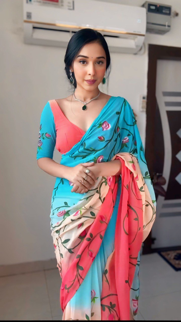 Multicolor Magic Georgette Ready-to-Wear Saree