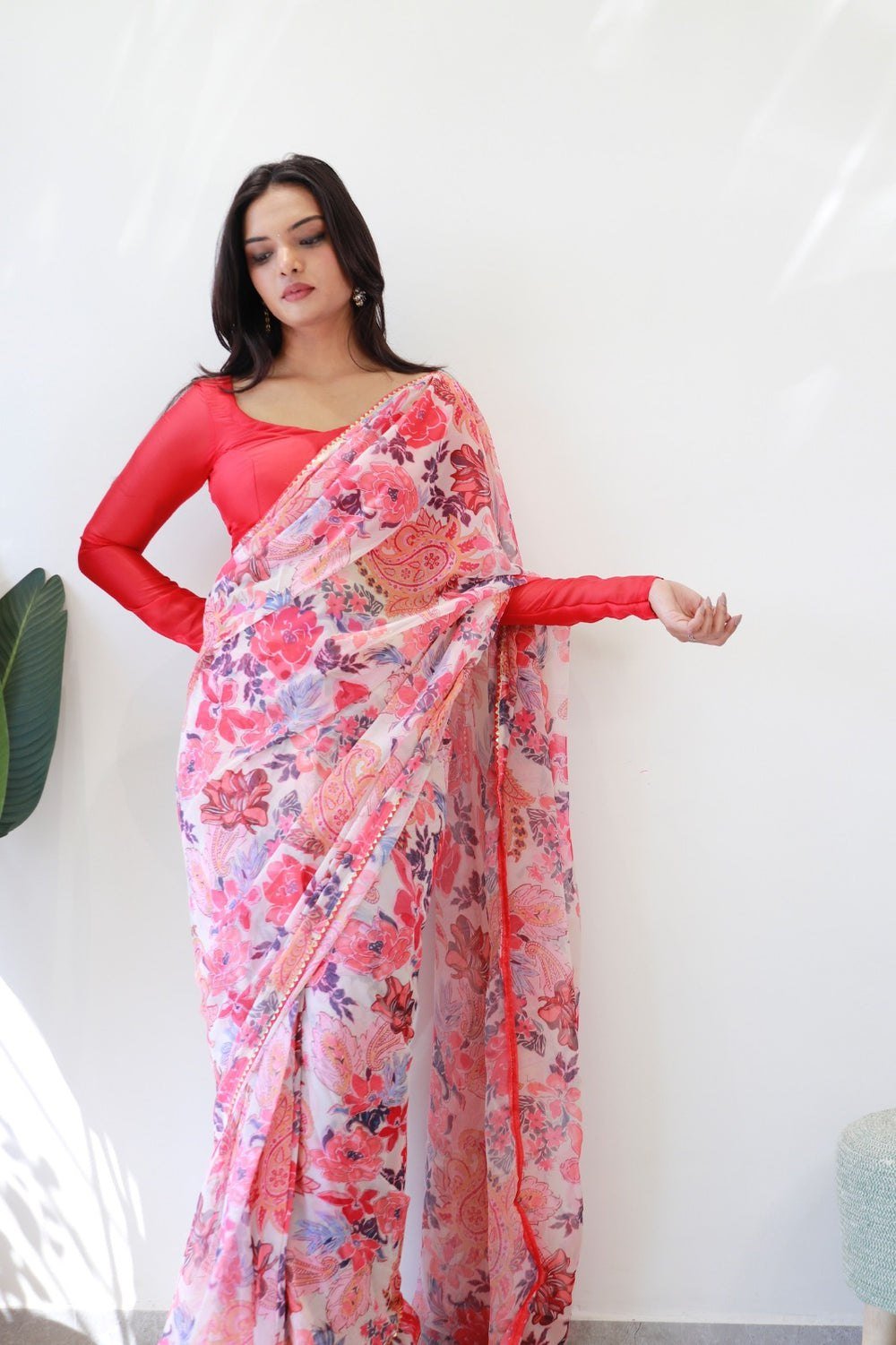 Pink Blossom Organza Saree