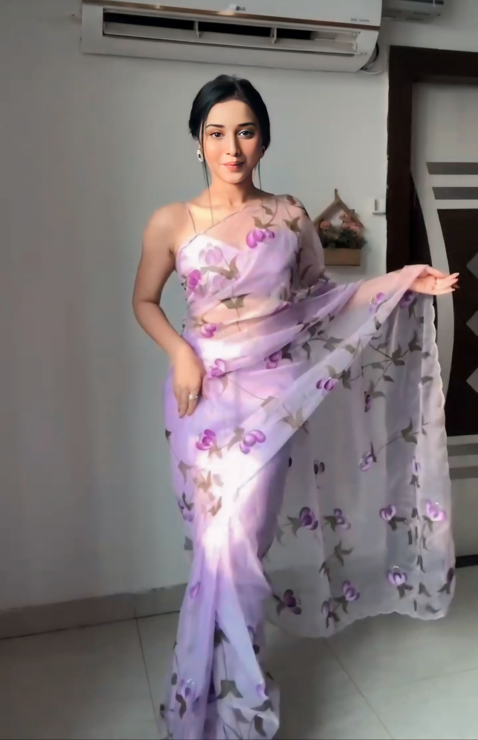 Lavender Dreams Organza Saree