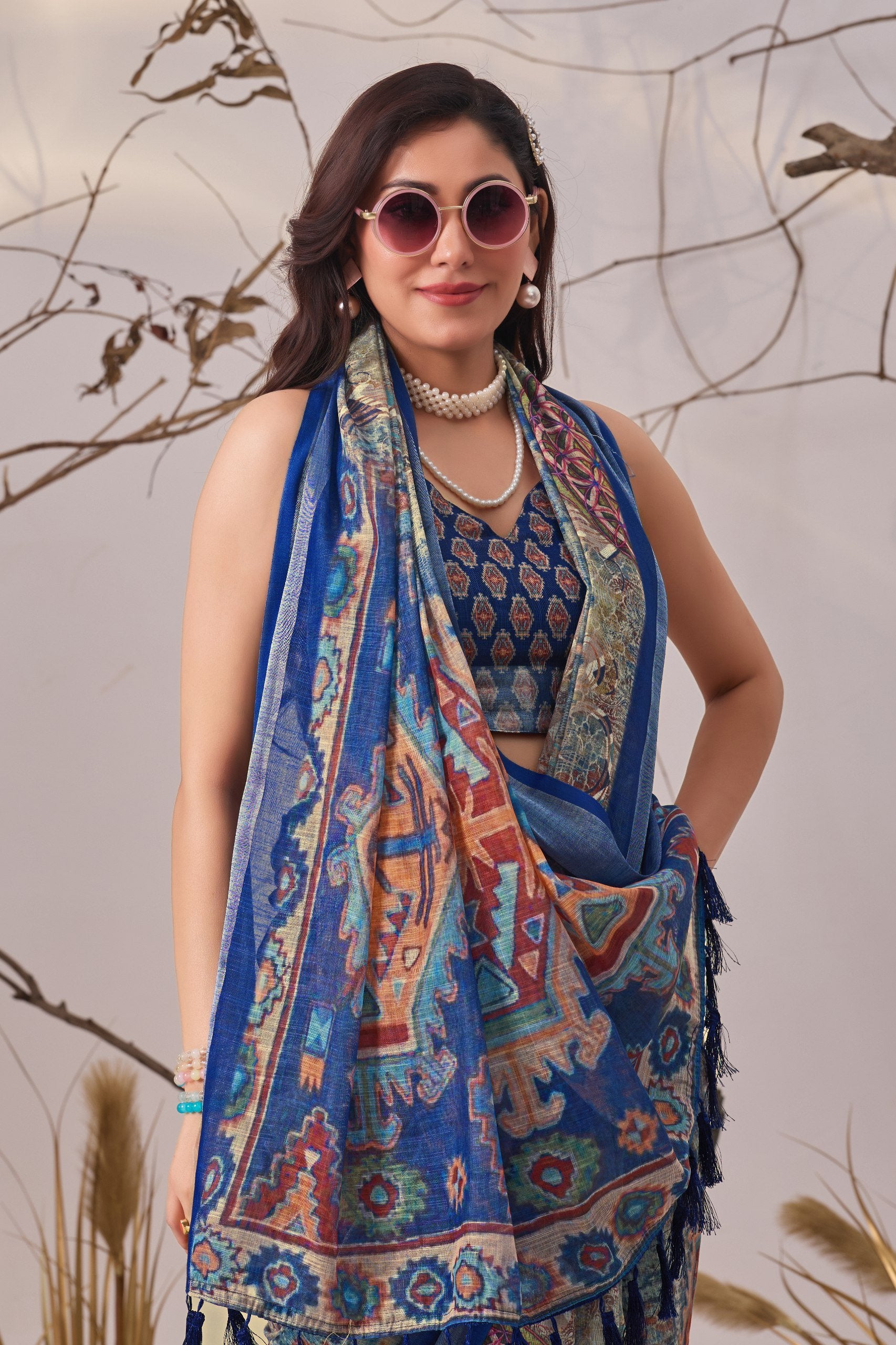 Exquisite Patola Elegance Linen Cotton Saree
