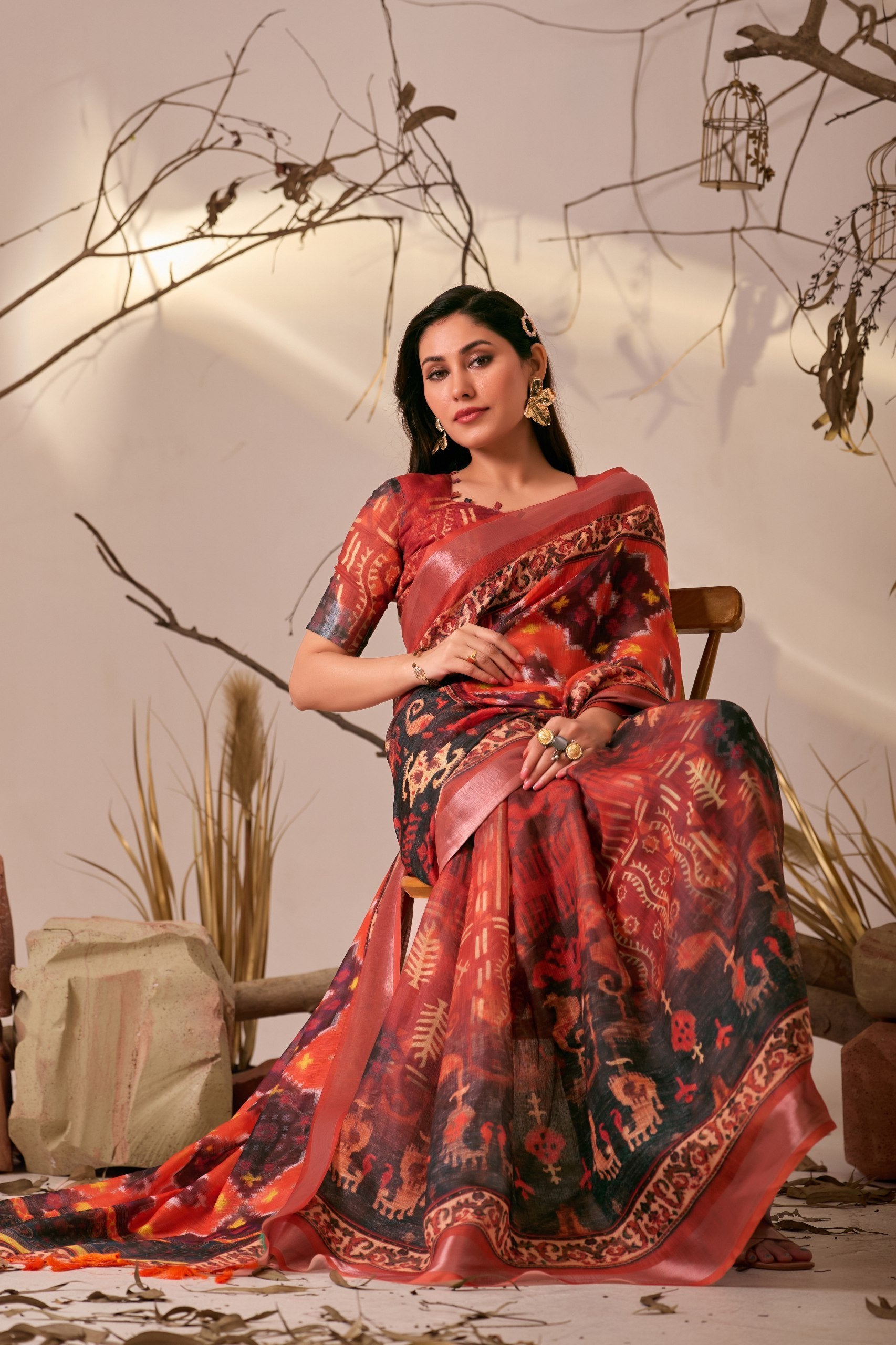 Premium Ikat Elegance in Linen Cotton