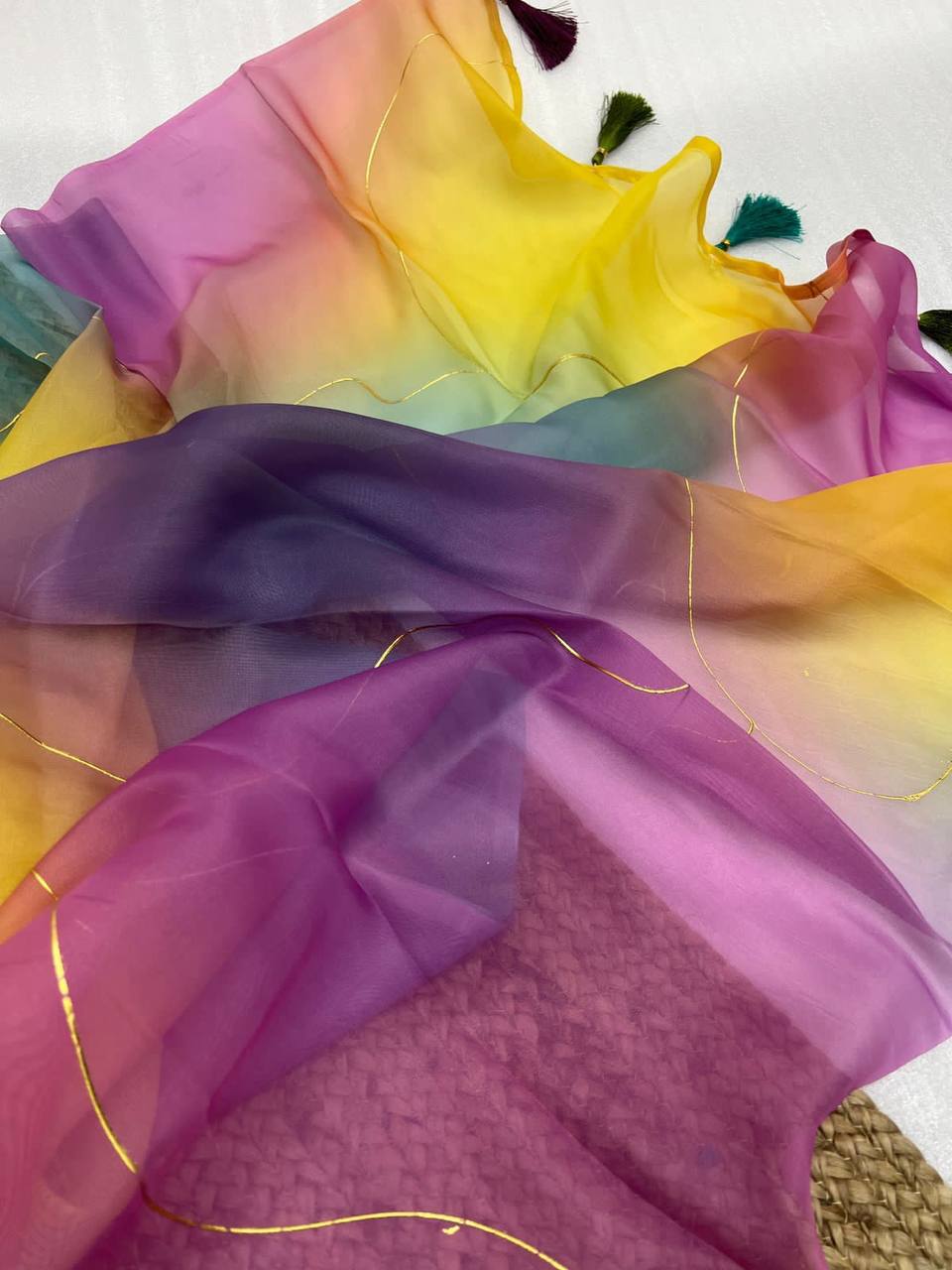 Soft Pure Organza Saree with Foil Print Work
