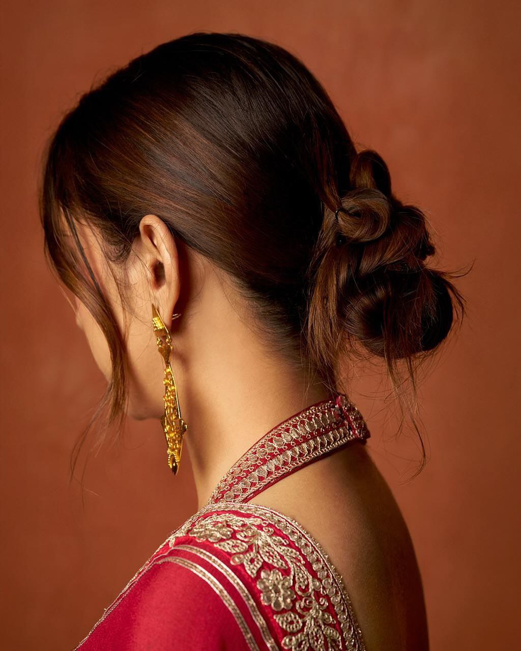 new red designer party-wear saree