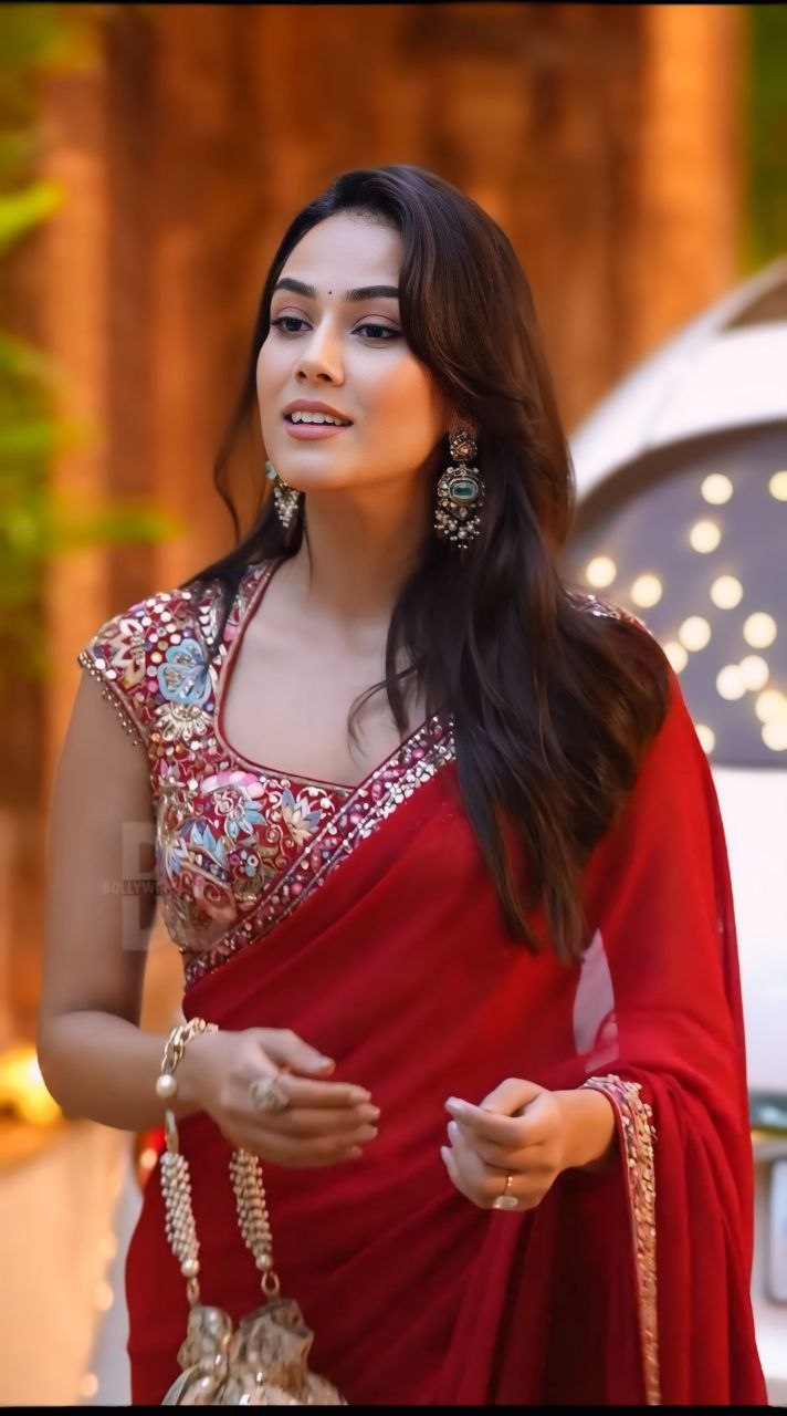 new red designer party-wear saree