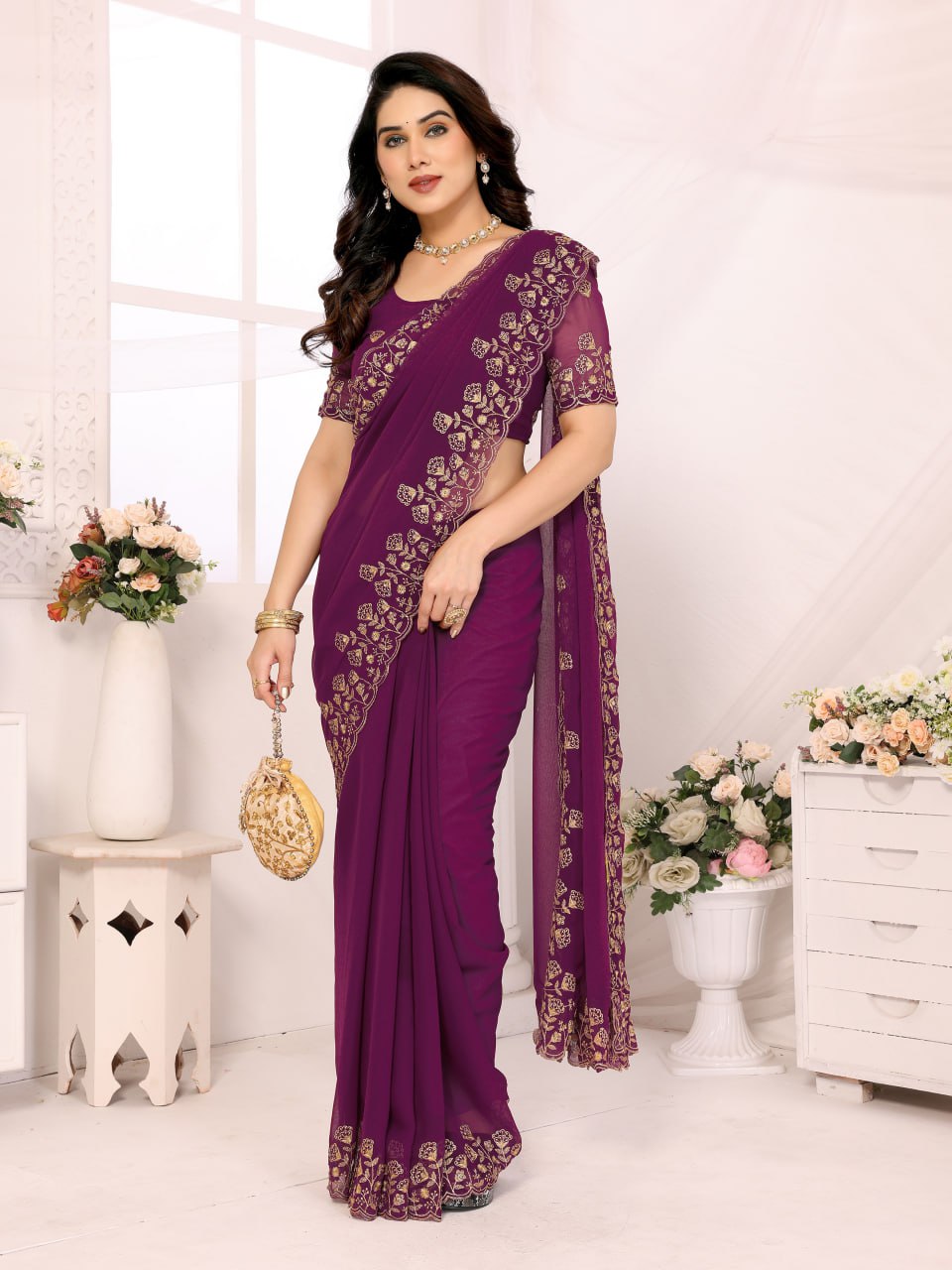 Elegant Georgette Saree with Matching Blouse