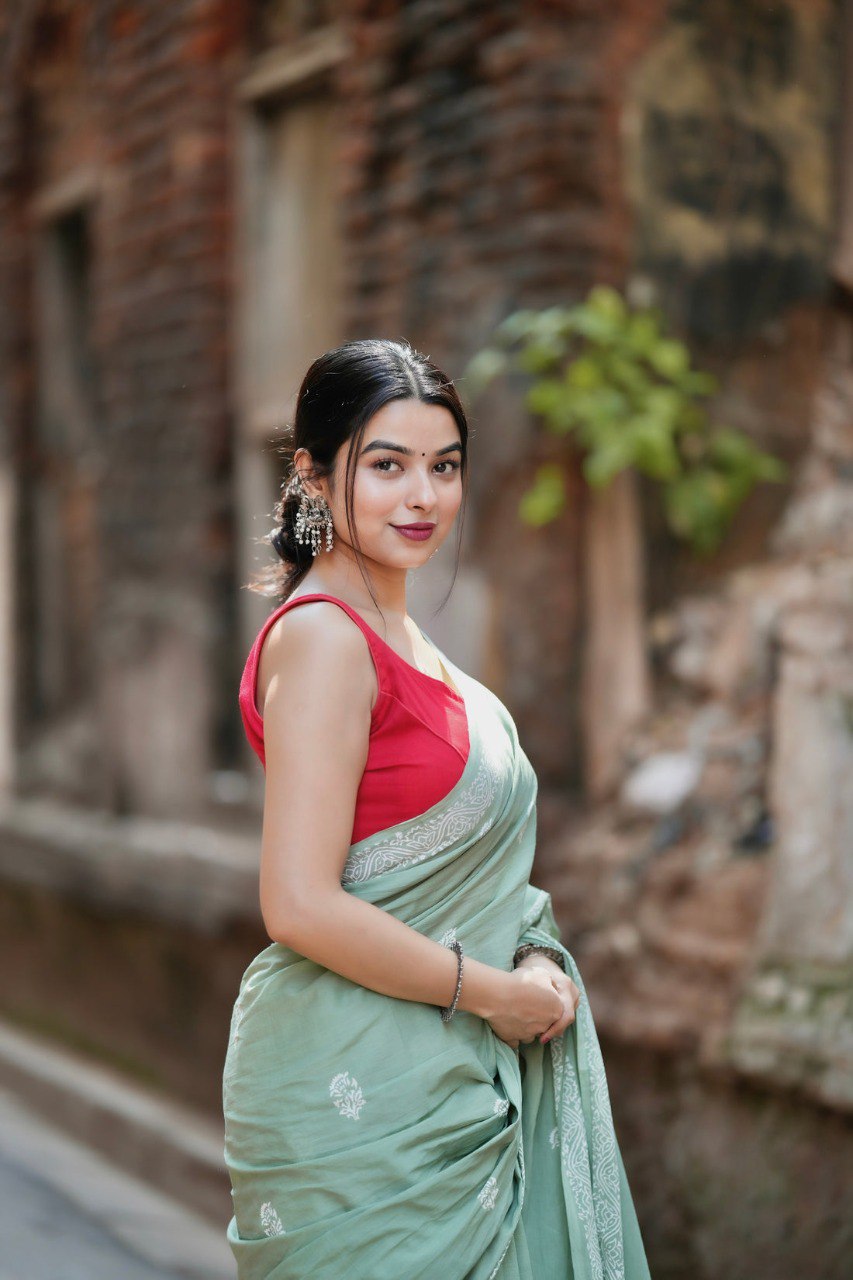 Ready to Wear Mul Cotton Saree with Pocket & Silk Blouse