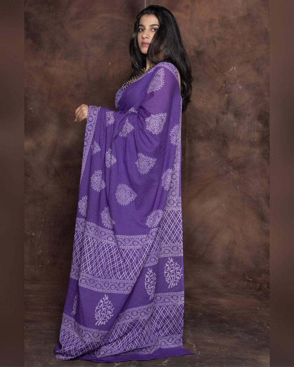 Ready to Wear Mul Cotton Printed Saree with Pocket & Silk Blouse