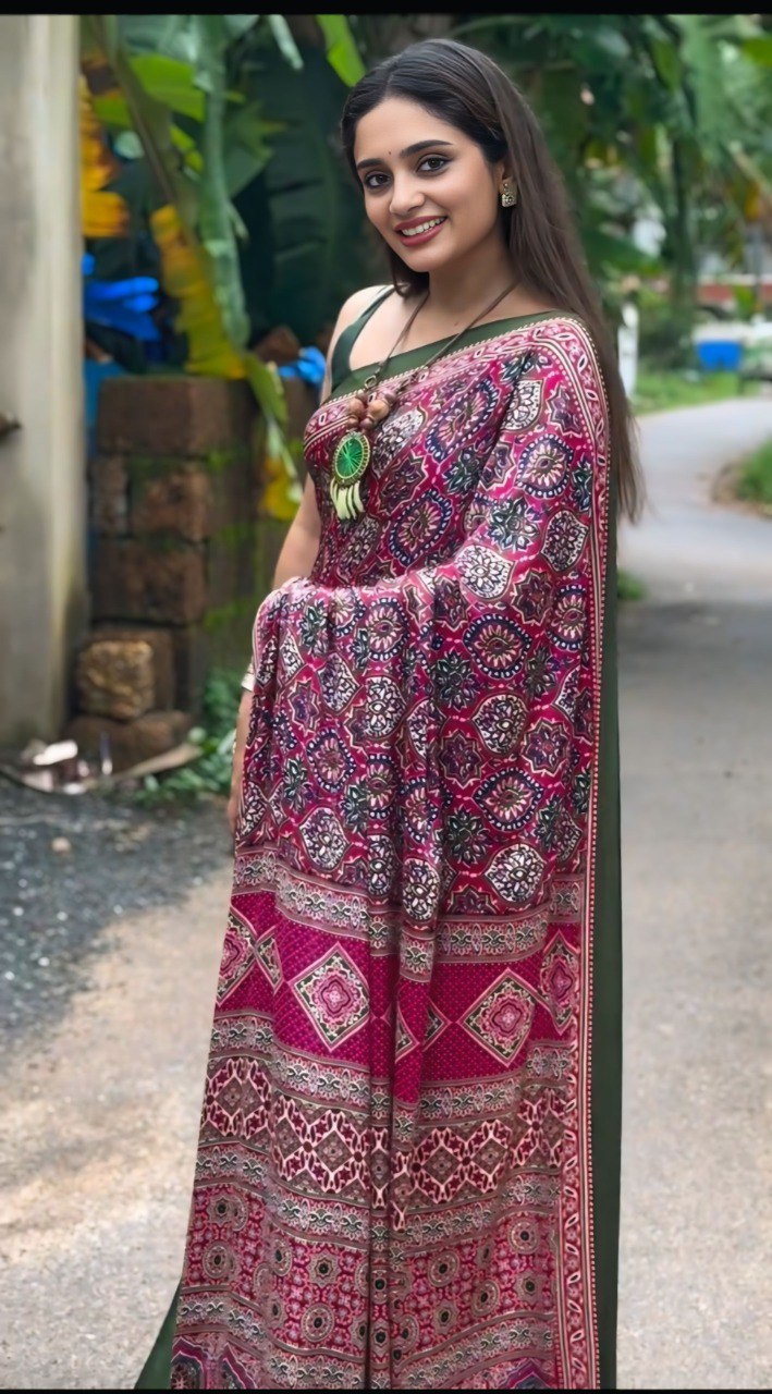 Ready to Wear Crepe Silk Printed Saree with Silk Blouse