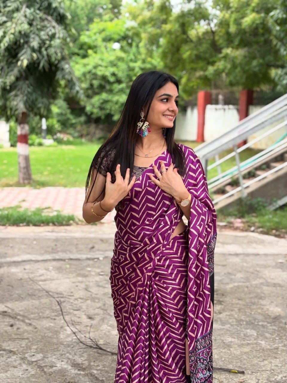 Elegant Ready To Wear Crepe Silk Printed Saree