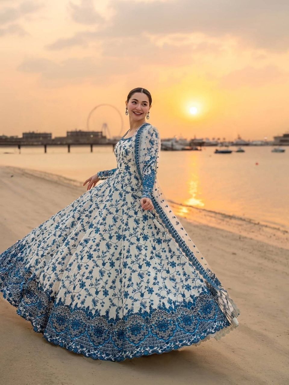 Heavy Fox Georgette Embroidered Gown Set with Organza Dupatta