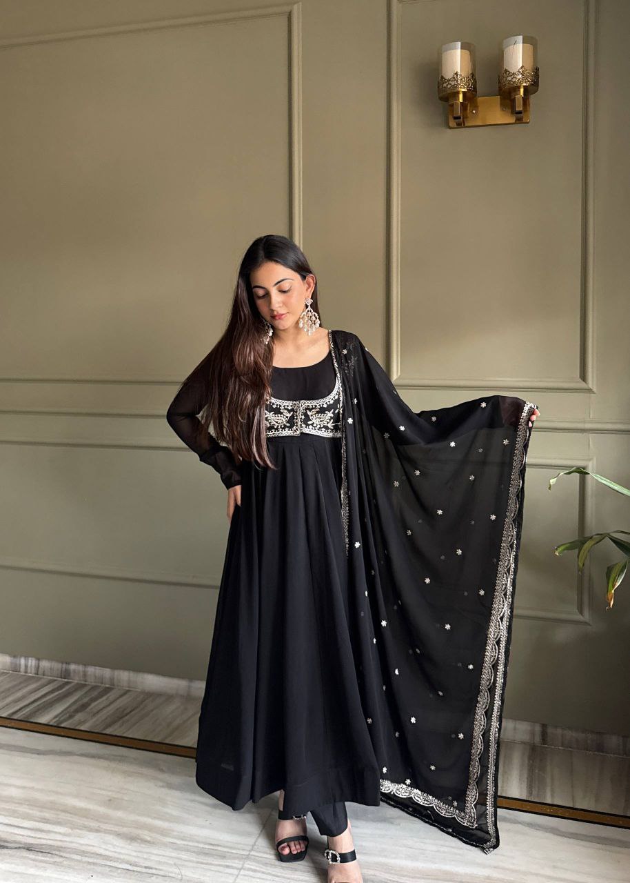 Designer Heavy Fox Georgette Anarkali Gown Set