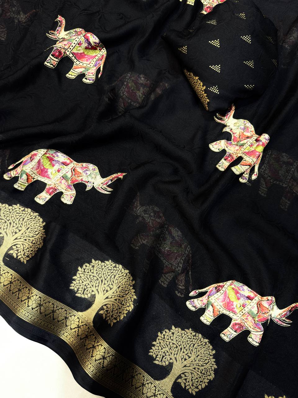 Premium Foil Work Marsh Mellow Saree
