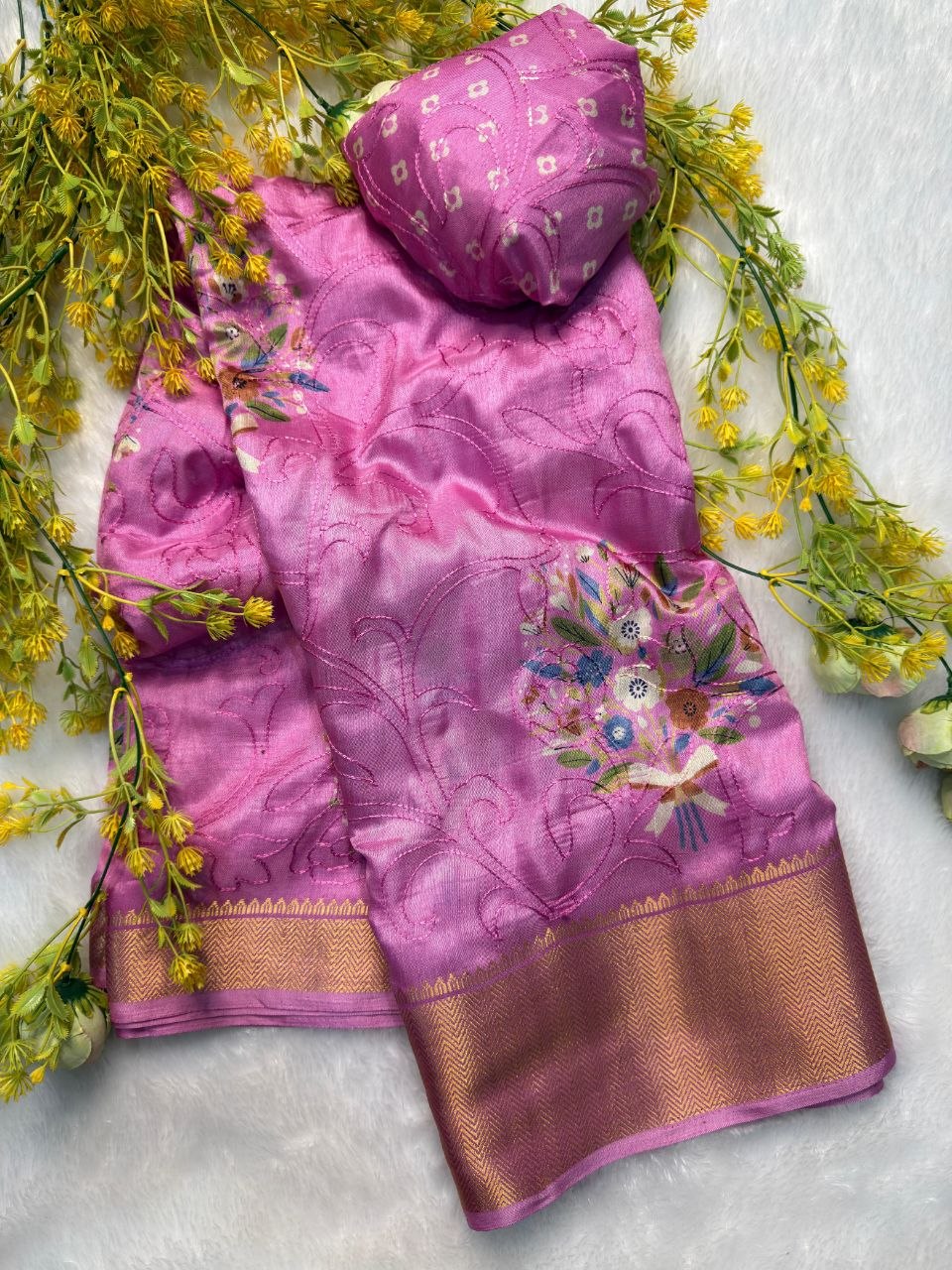 legant Embroidery Work Saree