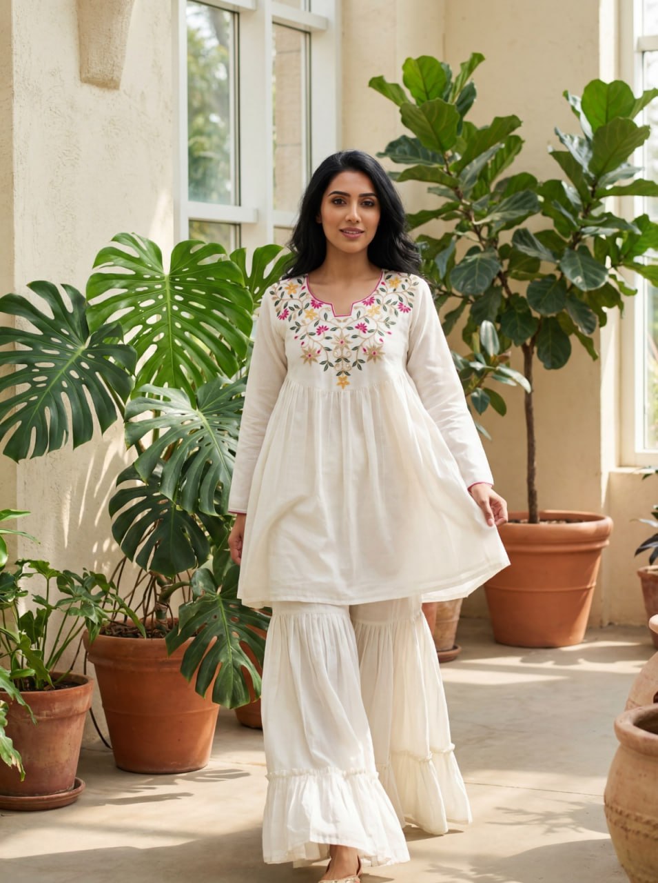 Vichitra Silk Embroidered 2-Piece Suit Set