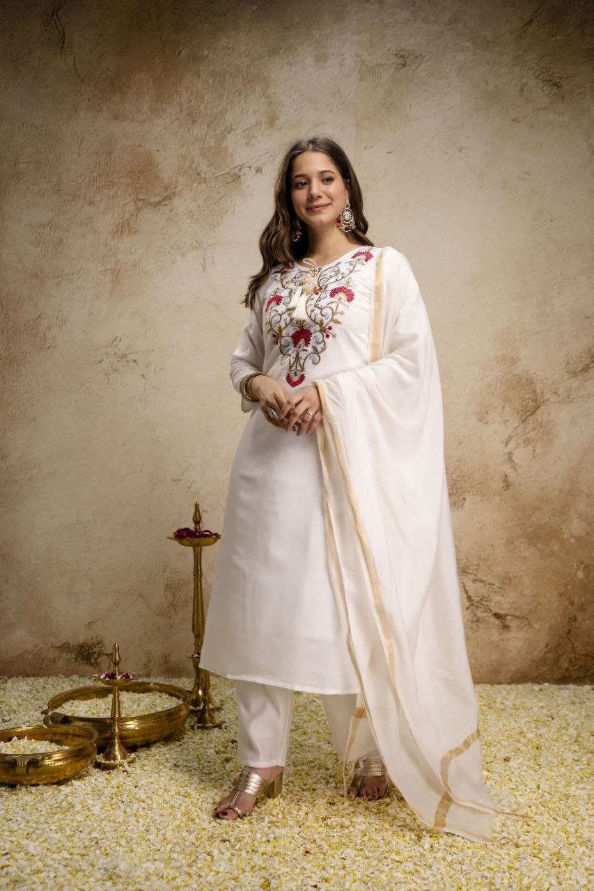 Pure Viscose Chanderi Kurta Set with Bhagalpuri Dupatta