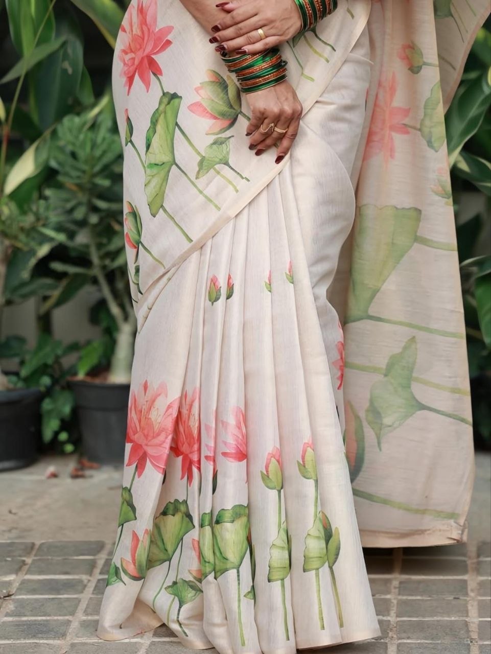 Linen Tissue Silk Saree with Matching Blouse