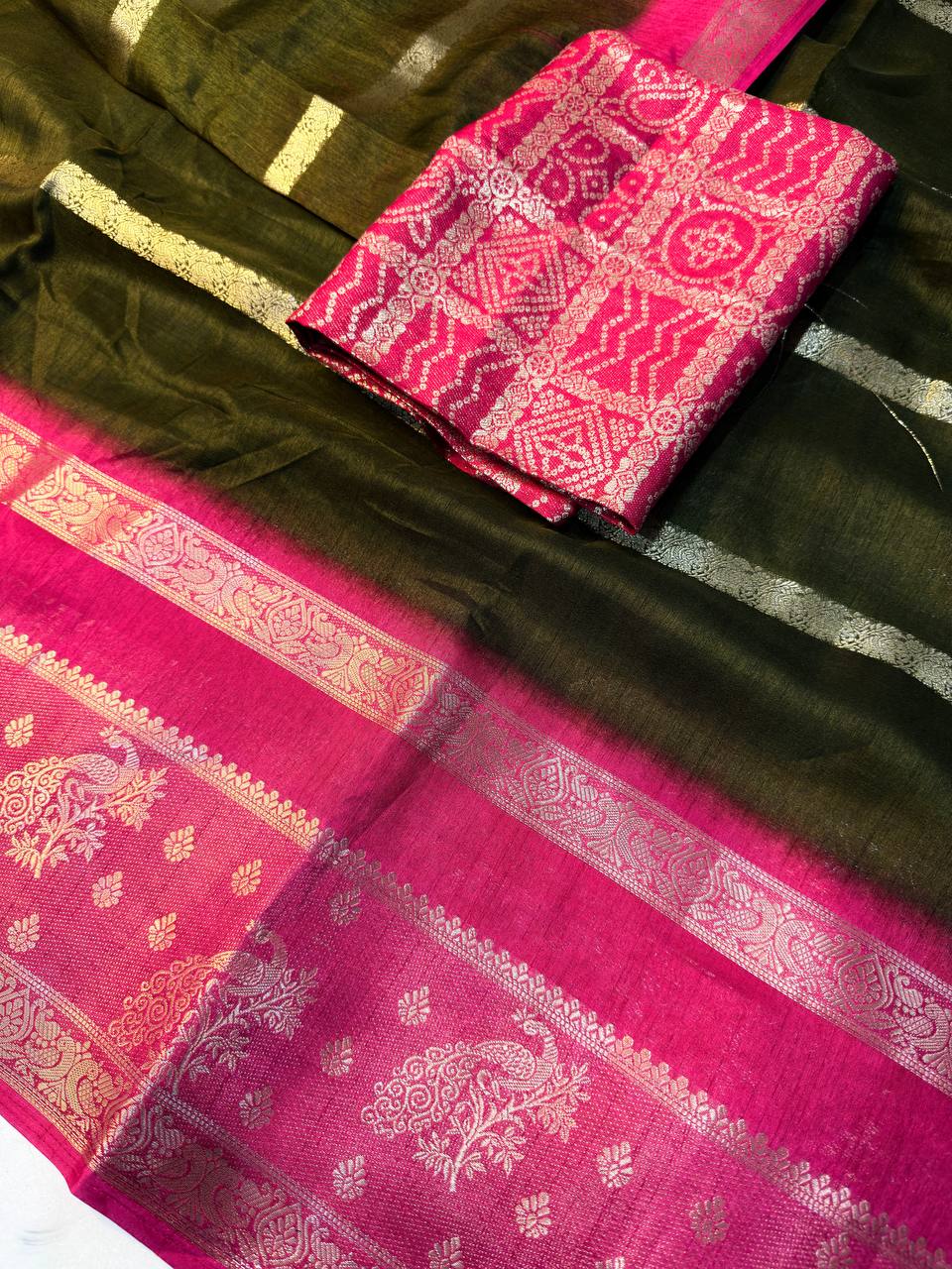 Dola Silk Uniform Saree with 2D Designer Finish