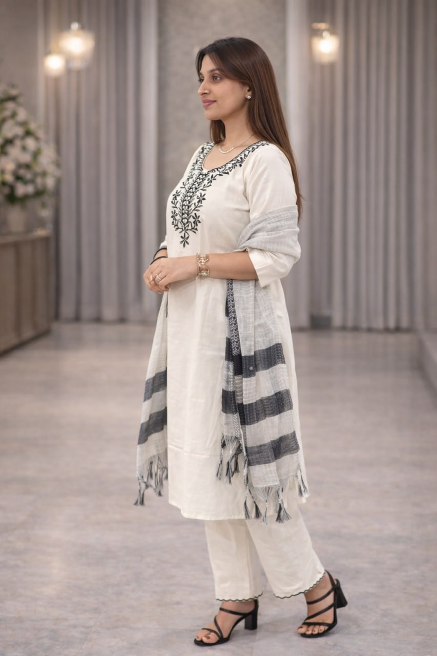 Elegant Straight Kurti Pant Dupatta Set